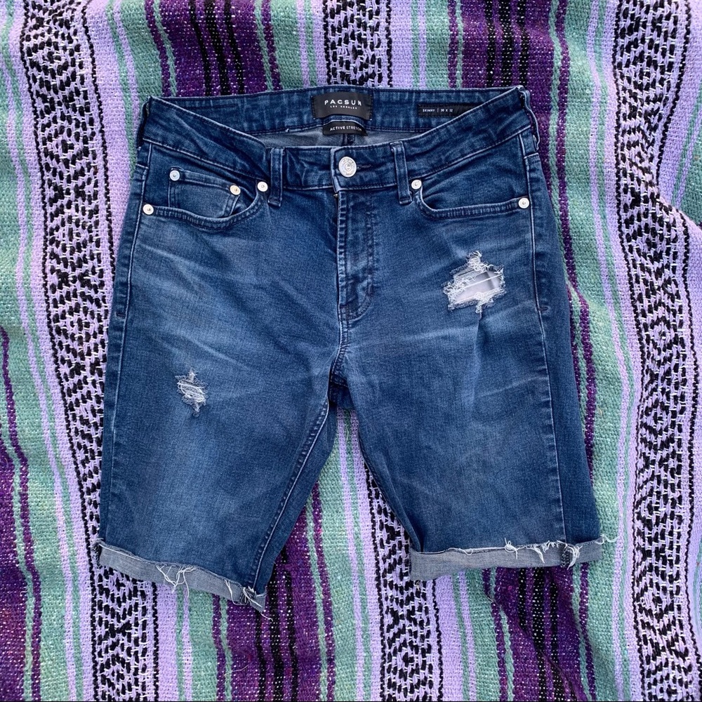 Pacsun Blue Ripped/ Distress Jean Shorts